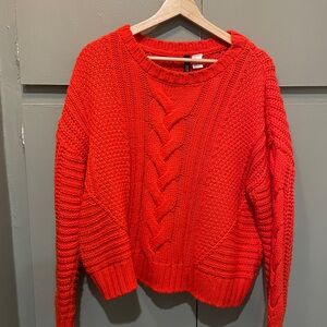H&M Vibrant Orange Cable Knit Sweater